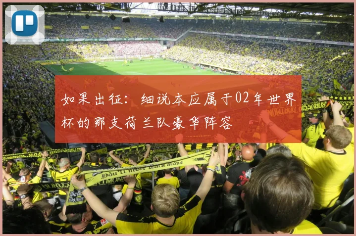 如果出征：细说本应属于02年世界杯的那支荷兰队豪华阵容